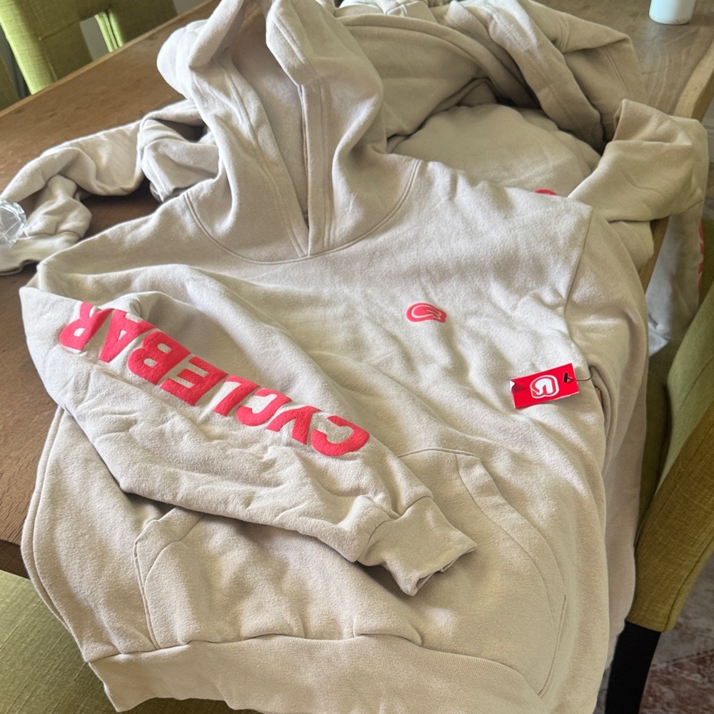 Cyclebar Beige Hoodie with Red Accents